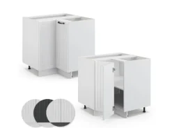 Clearance Vicco Eckunterschrank Fame-Line Landhaus/ 81 cm ohne Arbeitsplatte Weiß