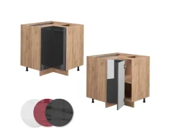 Outlet Vicco Eckunterschrank Fame-Line Hochglanz/Goldkraft Eiche 81 cm AP Eiche Anthrazit