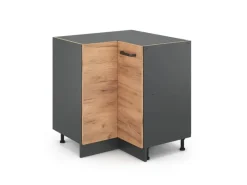 Discount Vicco Eckunterschrank R-Line Goldkraft /Anthrazit 76 cm ohne Arbeitsplatte Eiche