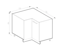 Vicco Eckunterschrank R-Line Hochglanz/Weiß 76 cm ohne Arbeitsplatte
