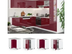 Vicco Eckunterschrank R-Line Bordeaux Hochglanz/Weiß 76 cm ohne Arbeitsplatte