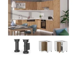 Sale Vicco Eckunterschrank R-Line Küchen Eckschrank Artisan-Eiche/Weiß 76 cm AP Marmor Artisan Eiche