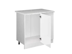 Online Vicco Eckunterschrank R-Line Küchen Eckschrank Hochglanz/ 86 cm AP Marmor Weiß
