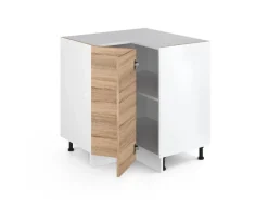 Discount Vicco Eckunterschrank R-Line Küchen Eckschrank Sonoma/Weiß 76 cm ohne Arbeitsplatte Sonoma Eiche