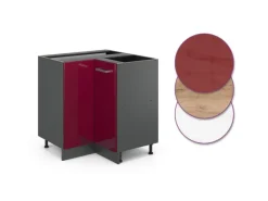 Hot Vicco Eckunterschrank R-Line Bordeaux Hochglanz/Anthrazit 76 cm ohne Arbeitsplatte Bordeaux-Glanz