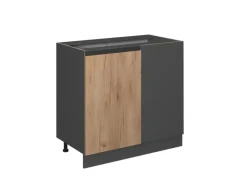 Discount Vicco Eckunterschrank R-Line Goldkraft /Anthrazit 86 cm J-Shape ohne Arbeitsplatte Eiche