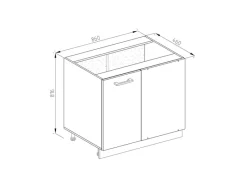 Discount Vicco Eckunterschrank R-Line Goldkraft /Anthrazit 86 cm J-Shape ohne Arbeitsplatte Eiche