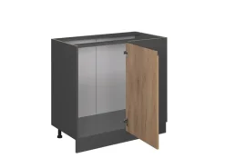 Discount Vicco Eckunterschrank R-Line Goldkraft /Anthrazit 86 cm J-Shape ohne Arbeitsplatte Eiche