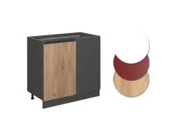 Discount Vicco Eckunterschrank R-Line Goldkraft /Anthrazit 86 cm J-Shape ohne Arbeitsplatte Eiche