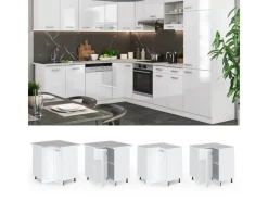 Discount Vicco Eckunterschrank R-Line Küchen Eckschrank Hochglanz/ 76 cm AP Marmor Weiß