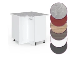 Discount Vicco Eckunterschrank R-Line Küchen Eckschrank Hochglanz/ 76 cm AP Marmor Weiß