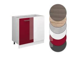 Discount Vicco Eckunterschrank R-Line Bordeaux Hochglanz/Weiß 86 cm ohne Arbeitsplatte Bordeaux-Glanz