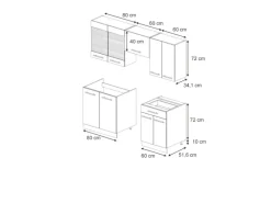 Vicco Fame-Line Küchenschränke Hochglanz/Anthrazit 200 cm AP Eiche ohne E-Geräte Dunkelblau