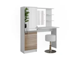 Discount Vicco Frisiertisch Jasmin Weiß 123 x 141.2 cm mit Hocker