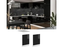 Vicco Frontblende R-Line Schwarz Hochglanz/Weiß 45 cm ohne Arbeitsplatte