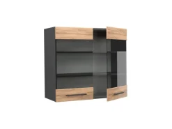 Vicco Küchenglasschrank Fame-Line Glashängeschrank Goldkraft /Anthrazit 80 cm