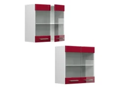 Vicco Küchenglasschrank R-Line Glashängeschrank Bordeaux Hochglanz/Weiß 60 cm