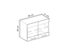 Clearance Vicco Küchenglasschrank R-Line Glashängeschrank Artisan-Eiche/Goldkraft Eiche 80 cm Artisan Eiche
