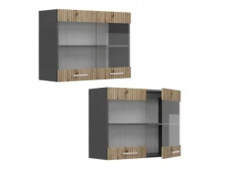 Online Vicco Küchenglasschrank R-Line Glashängeschrank Artisan-Eiche/Anthrazit 80 cm Artisan Eiche