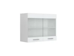 Sale Vicco Küchenglasschrank R-Line Glashängeschrank Hochglanz/ 80 cm Weiß