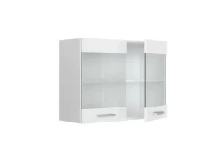 Sale Vicco Küchenglasschrank R-Line Glashängeschrank Hochglanz/ 80 cm Weiß