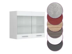 Sale Vicco Küchenglasschrank R-Line Glashängeschrank Hochglanz/ 80 cm Weiß