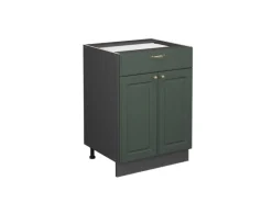 Vicco Küchenunterschrank Fame-Line Grün-Gold Landhaus/Anthrazit 60 cm mit Schublade ohne Arbeitsplatte