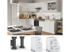 Clearance Vicco Küchenunterschrank Fame-Line Hochglanz/ 50 cm ohne Arbeitsplatte Weiß