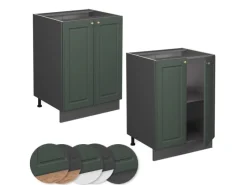 Vicco Küchenunterschrank Fame-Line Grün-Gold Landhaus/Anthrazit 60 cm ohne Arbeitsplatte