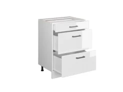 Vicco Küchenunterschrank R-Line Hochglanz/ 60 cm mit Schubladen ohne Arbeitsplatte Weiß