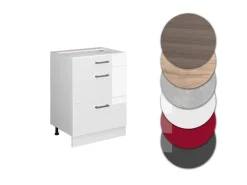 Vicco Küchenunterschrank R-Line Hochglanz/ 60 cm mit Schubladen ohne Arbeitsplatte Weiß