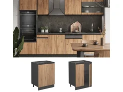 Discount Vicco Küchenunterschrank R-Line Goldkraft /Anthrazit 60 cm J-Shape ohne Arbeitsplatte Eiche