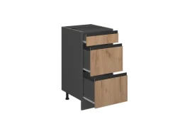 Best Vicco Küchenunterschrank R-Line Goldkraft /Anthrazit 40 cm J-Shape mit Schubladen ohne Arbeitsplatte Eiche