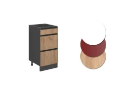 Best Vicco Küchenunterschrank R-Line Goldkraft /Anthrazit 40 cm J-Shape mit Schubladen ohne Arbeitsplatte Eiche