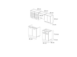 Vicco R-Line Küchenzeile Bordeaux Hochglanz/Weiß 200 cm ohne Arbeitsplatte ohne E-Geräte