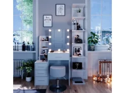 Vicco Schminktisch Conrada 36 cm mit LED Beleuchtung und Hocker