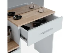 Vicco Schminktisch Conrada Weiß/Sonoma/Sonoma 36 cm mit LED Beleuchtung und Hocker