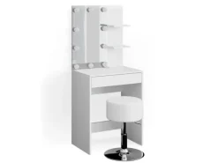 Vicco Schminktisch Isabelle Weiß 60 cm mit LED Beleuchtung und Hocker