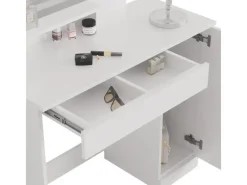 Vicco Schminktisch Julia Weiß 90 cm mit LED-Spiegel und Hocker