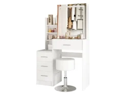 Online Vicco Schminktisch Lisca Weiß 80 cm mit LED-Spiegel und Hocker