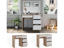 Hot Vicco Schminktisch Sherry Sonoma/Weiß 90 cm mit 4 Schubladen Sonoma Eiche