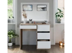 Hot Vicco Schminktisch Sherry Sonoma/Weiß 90 cm mit 4 Schubladen Sonoma Eiche