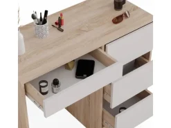 Hot Vicco Schminktisch Sherry Sonoma/Weiß 90 cm mit 4 Schubladen Sonoma Eiche