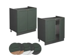 New Vicco Spülenunterschrank Fame-Line Grün-Gold Landhaus/Anthrazit 80 cm ohne Arbeitsplatte Dunkelgrün