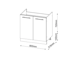 Vicco Spülenunterschrank Fame-Line Hochglanz/ 80 cm ohne Arbeitsplatte
