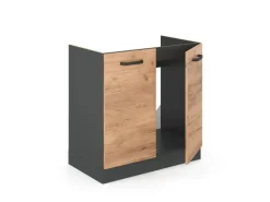 Vicco Spülenunterschrank R-Line Goldkraft /Anthrazit 80 cm ohne Arbeitsplatte Eiche