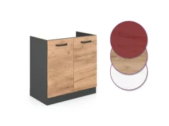 Vicco Spülenunterschrank R-Line Goldkraft /Anthrazit 80 cm ohne Arbeitsplatte Eiche