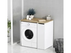 Vicco Waschmaschinenschrank Viktor Weiß 94 x 89 cm mit 3 Fächer