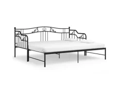 vidaXL Ausziehsofa Bettgestell Schwarz Metall 90x200 cm Modell 4650972