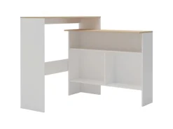 vidaXL Bartisch mit 2 Tischplatten Weiß und Eichefarben 130x40x120 cm